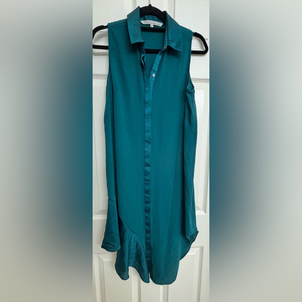 Asymmetrical Button-down Green Dress
